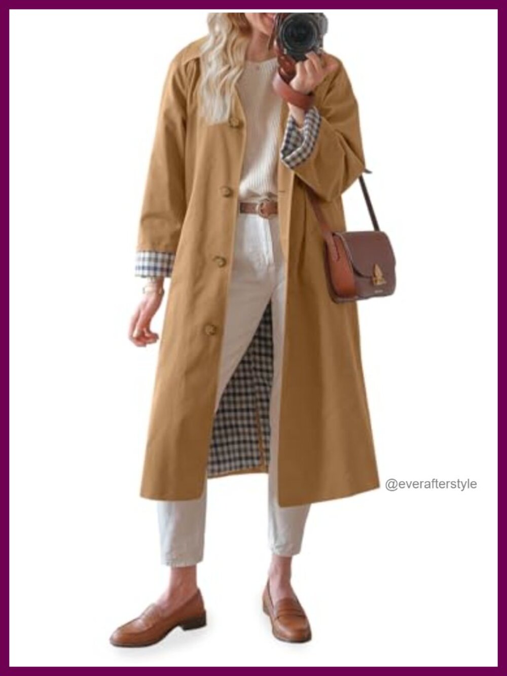 Womens Long Oversized Single Breasted Windproof Trench Coat Polyester